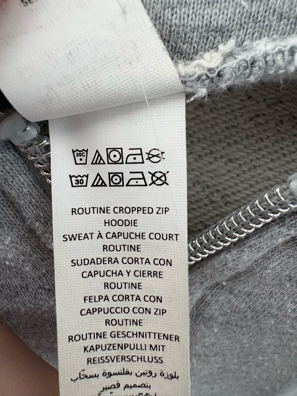 Alo Yoga “Routine Cropped Zip Hoodie” in Heather Grey - Picture 9 of 10